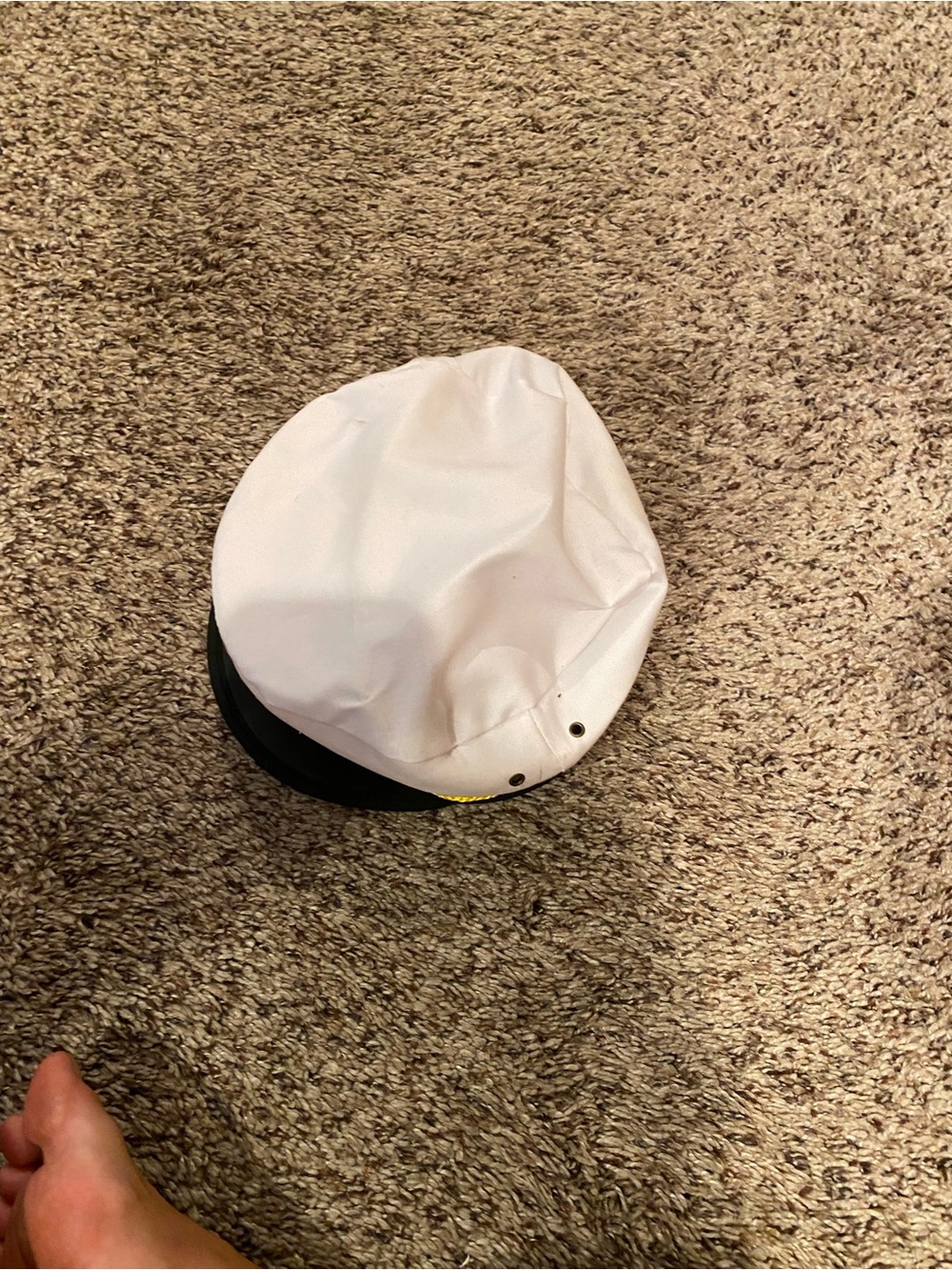 Kids White Sailor Cap with Black Brim